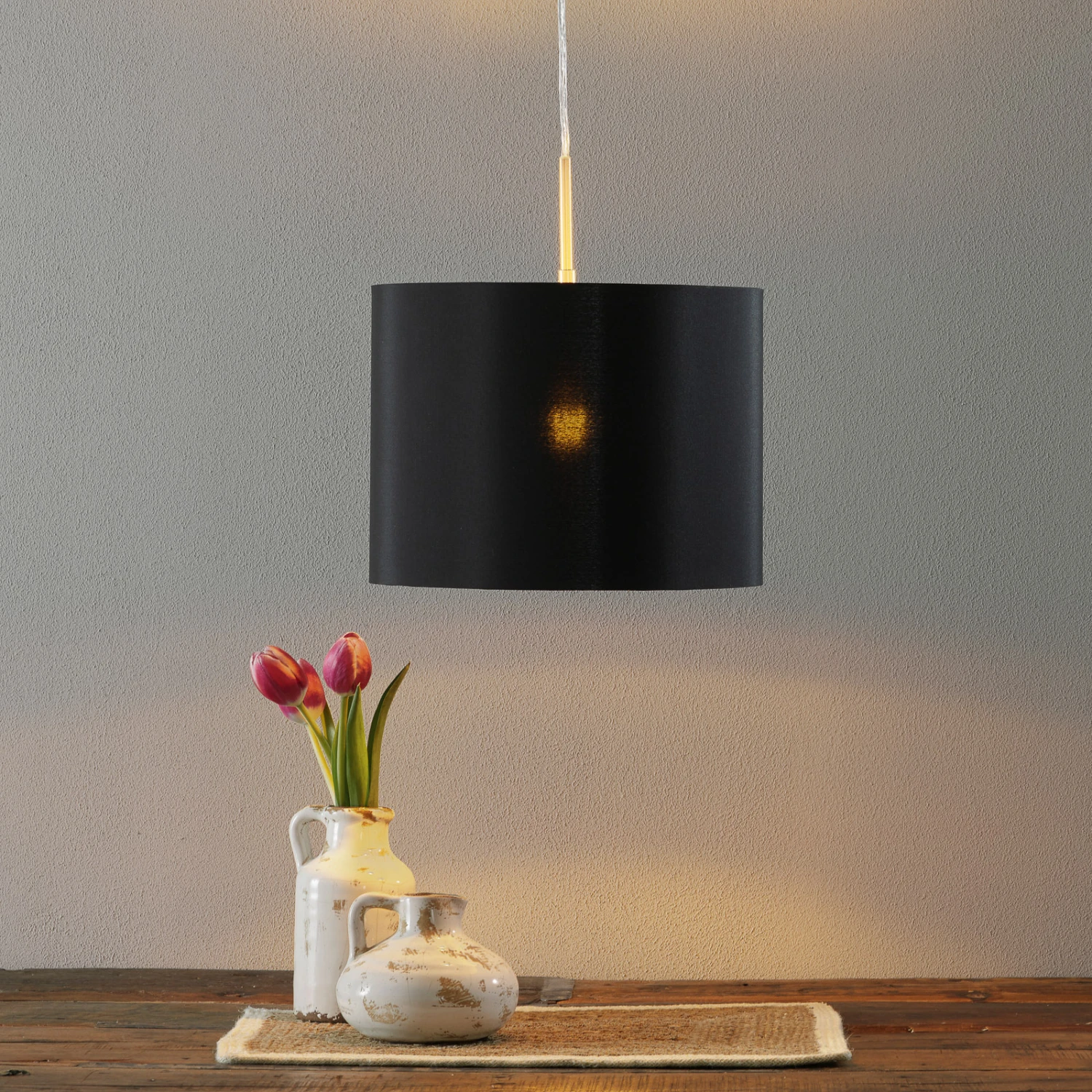 Lucande Patrik Textil-Hängeleuchte Ø30cm Schwarz 1 Lucande Patrik Textil-Hängeleuchte Ø30cm Schwarz