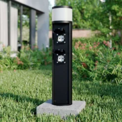 Corban Außen Garten Leuchte W/2 Steckdose Graphite - Lucande -Lucande 42510965736403