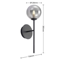 Wynina 1 Wandleuchte Black/Smoke - Lucande -Lucande 42519117044333
