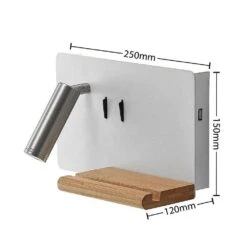 Kimo LED Square Shelve Wandleuchte USB White/Nickel - Lucande -Lucande 4251911709414 4