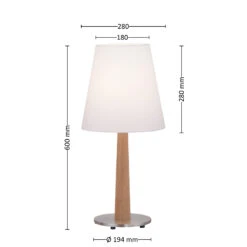 Lucande Elif Tischlampe Weiß, Konisch Eiche Natur -Lucande 6722603 4