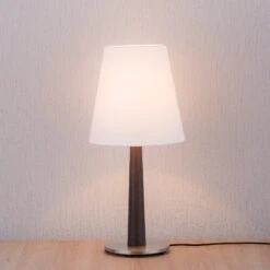 Lucande Elif Tischlampe Weiß, Konisch Eiche Dunkel -Lucande 6722605 2