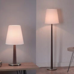 Lucande Elif Tischlampe Weiß, Konisch Eiche Dunkel -Lucande 6722605 7