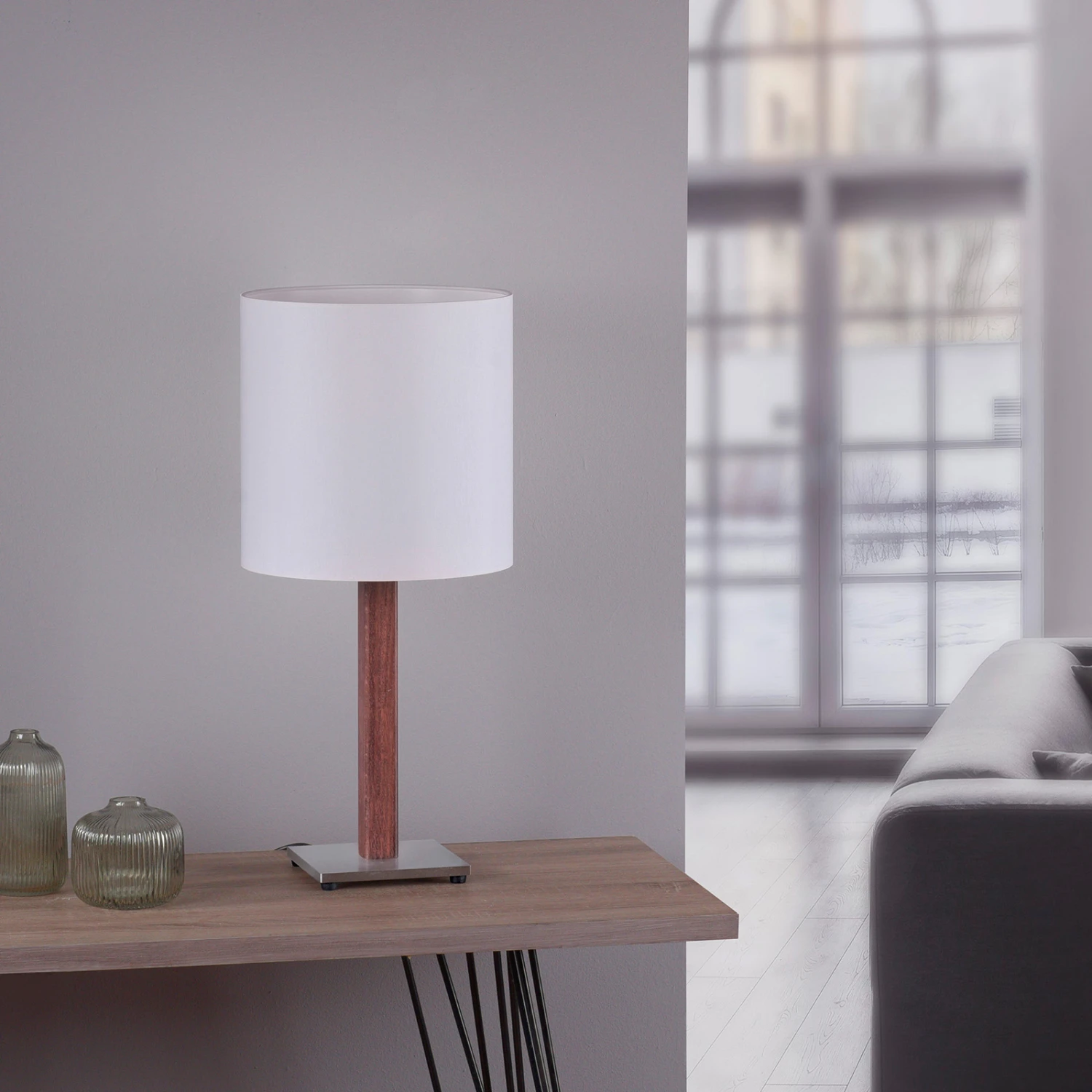 Lucande Elif Tischlampe Weiß, Eckig Eiche Dunkel 2 Lucande Elif Tischlampe Weiß, Eckig Eiche Dunkel – Bild 2