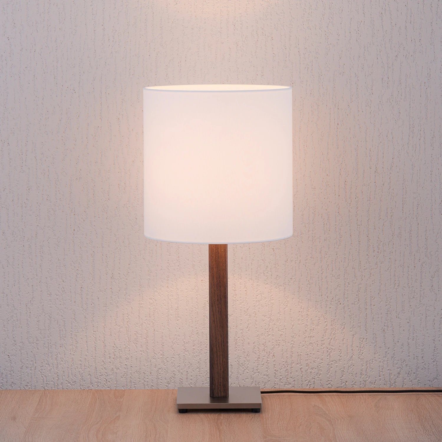 Lucande Elif Tischlampe Weiß, Eckig Eiche Dunkel 3 Lucande Elif Tischlampe Weiß, Eckig Eiche Dunkel – Bild 3