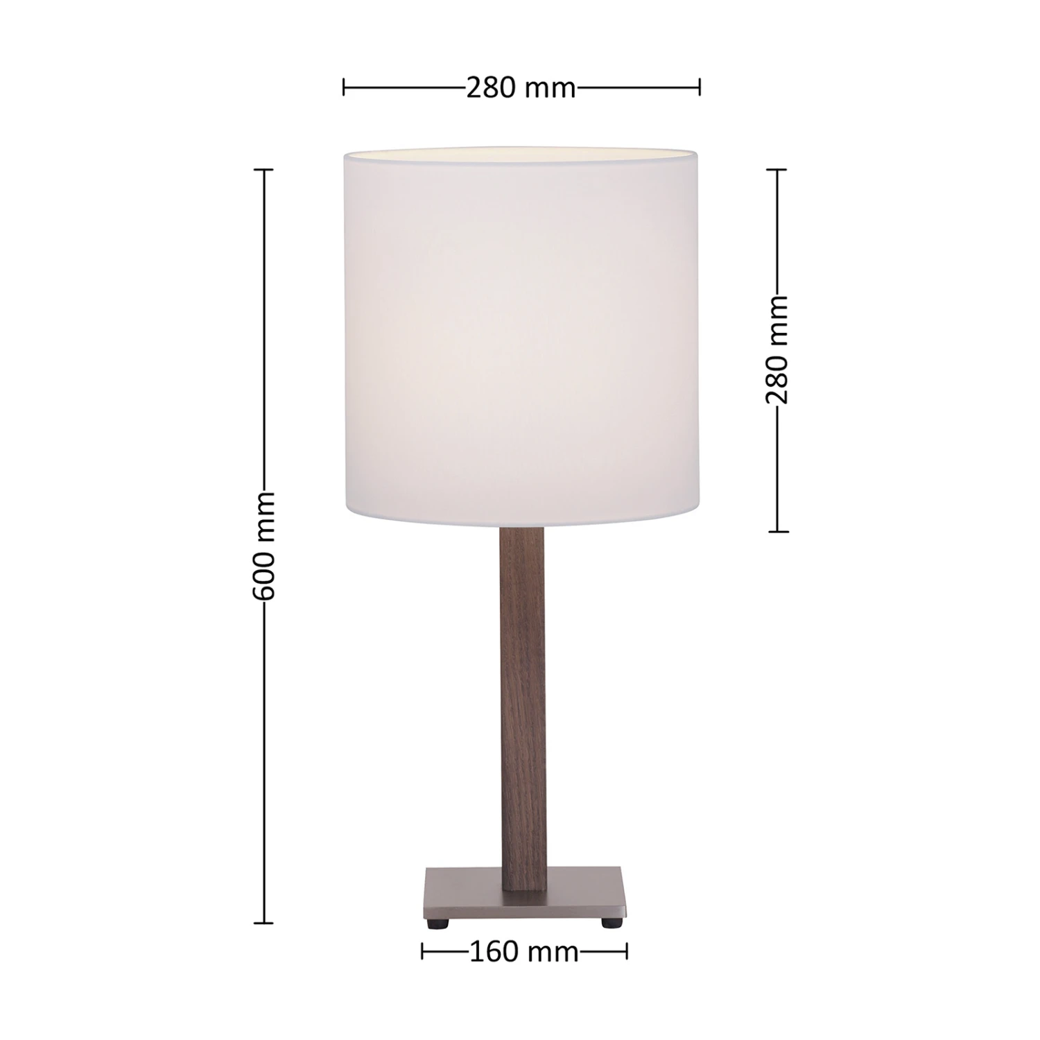 Lucande Elif Tischlampe Weiß, Eckig Eiche Dunkel 5 Lucande Elif Tischlampe Weiß, Eckig Eiche Dunkel – Bild 5