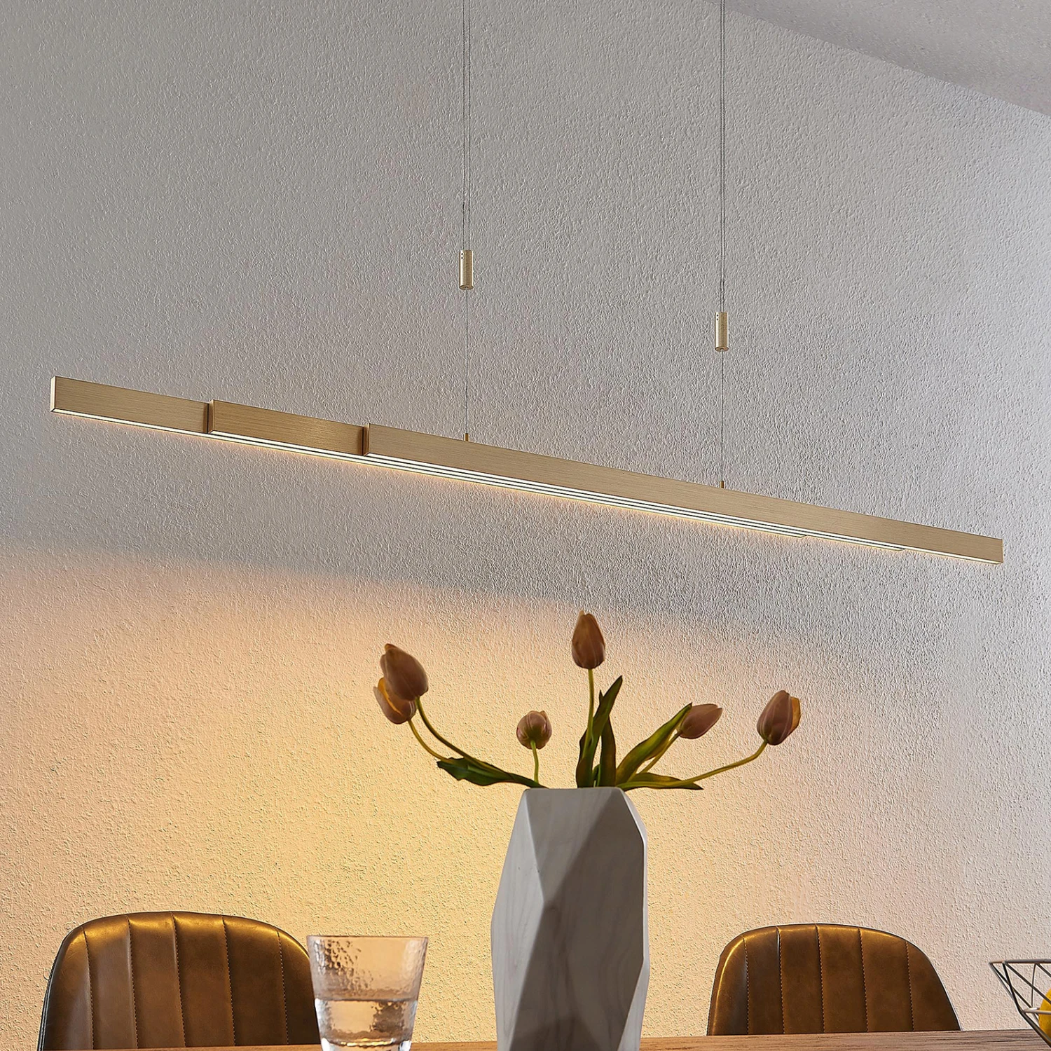 Lucande LED-Hängeleuchte Merrit Verstellbar Messing Matt 1 Lucande LED-Hängeleuchte Merrit Verstellbar Messing Matt