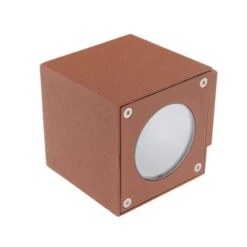 Lucande Rostbraune LED-Außenwandleuchte Jarno, Würfelform -Lucande 9616008 4