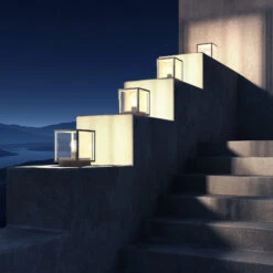 Lucande Eckige Sockellampe Annalea Mit Glasscheiben -Lucande 9616113 8