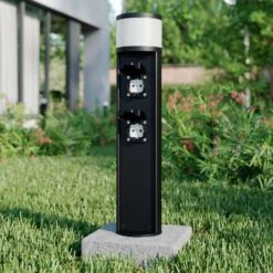 Lucande Corban Sockelleuchte Mit Zwei Steckdosen -Lucande 9616172 2