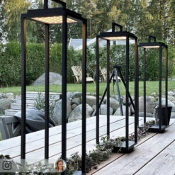 Lucande Elaja LED-Außenlaterne, Akku, USB, Schwarz -Lucande 9616221 14