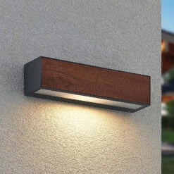 Lucande Lengo Wandleuchte R7s 25cm Down Holz