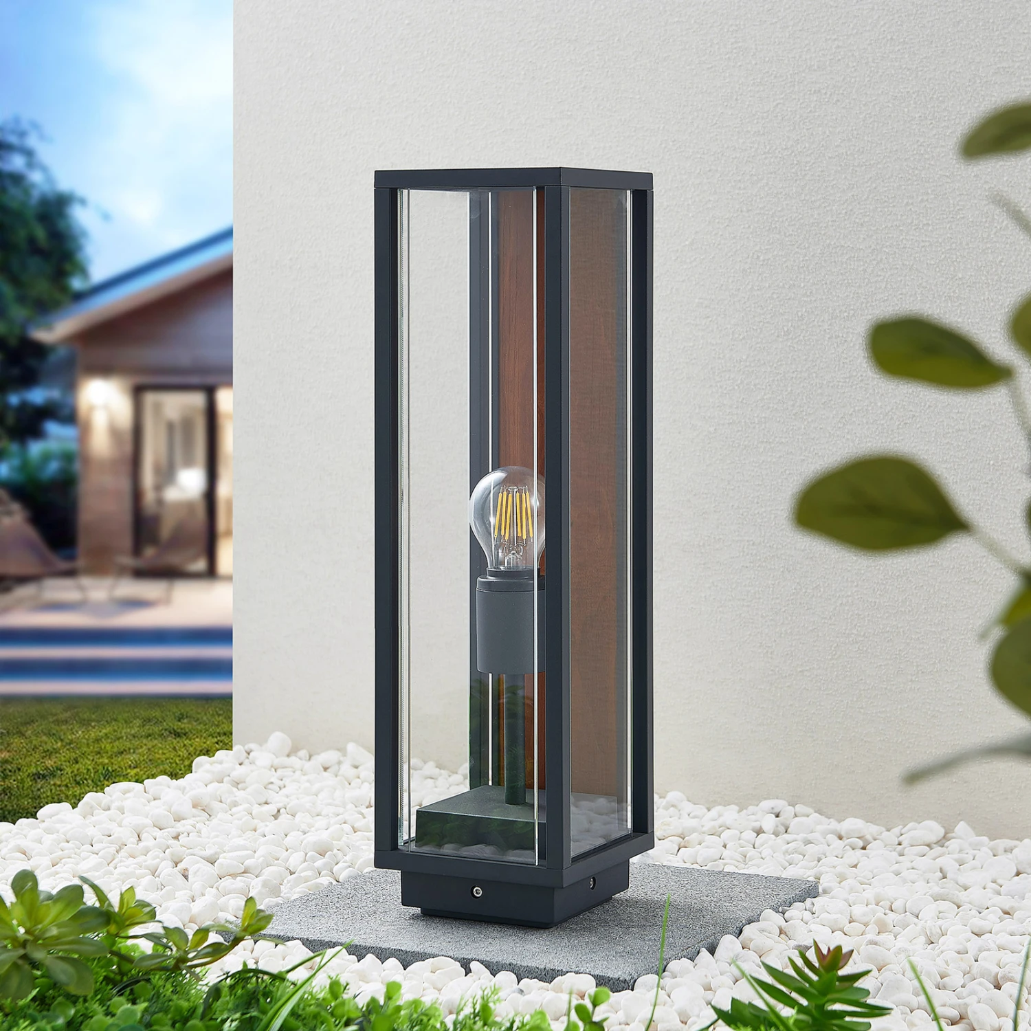 Lucande Elwin Sockelleuchte, Eckig, Alu, 50 Cm 3 Lucande Elwin Sockelleuchte, Eckig, Alu, 50 Cm – Bild 3