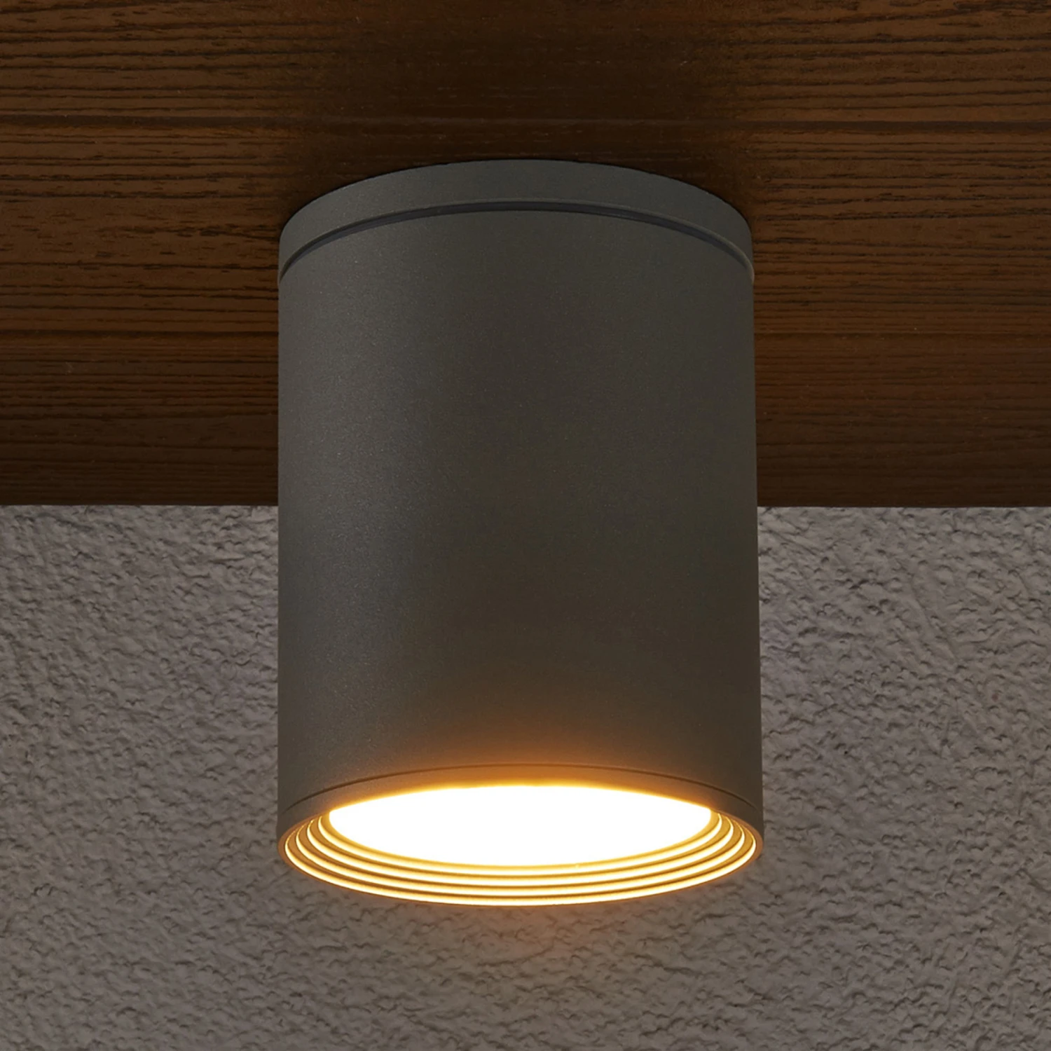 Lucande Außen-Deckenstrahler Minna, Silbergrau 3 Lucande Außen-Deckenstrahler Minna, Silbergrau – Bild 3