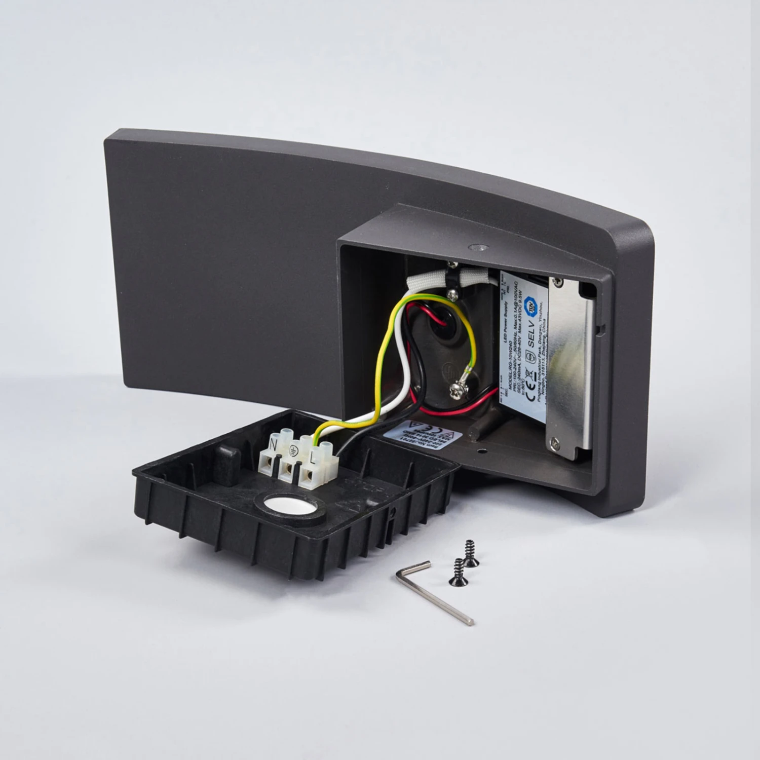 Lucande Gewölbte LED-Außenwandleuchte Siara, Dunkelgrau 9 Lucande Gewölbte LED-Außenwandleuchte Siara, Dunkelgrau – Bild 9