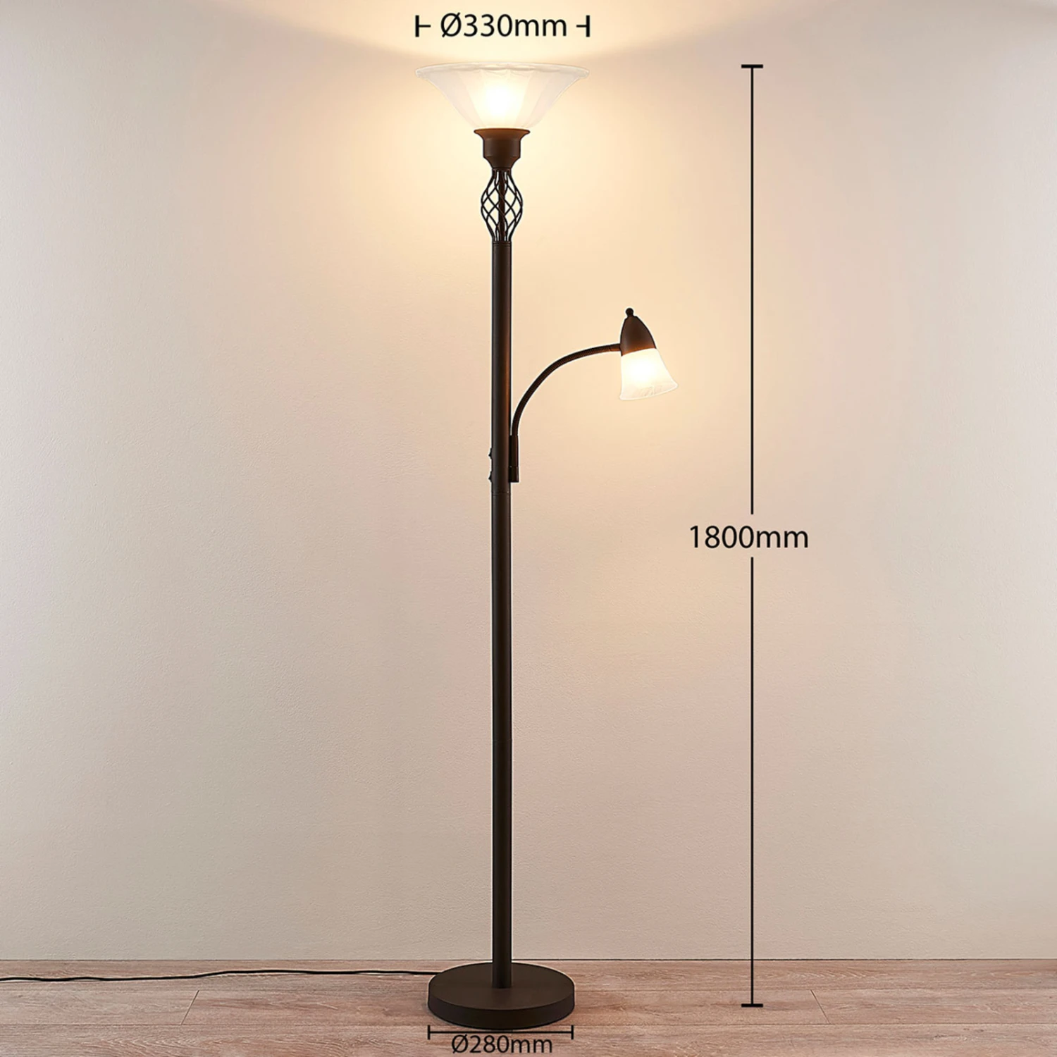 Lucande Deckenfluter Dunja Mit Leselampe 4 Lucande Deckenfluter Dunja Mit Leselampe – Bild 4