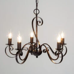 Lucande 5-flammiger Kronleuchter Caleb, Rostfarben -Lucande 9620530 2