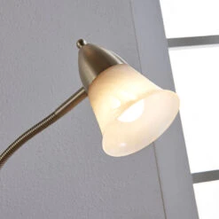 Lucande Nickelfarbene Stehlampe Dunja Mit Leselampe -Lucande 9621223 3