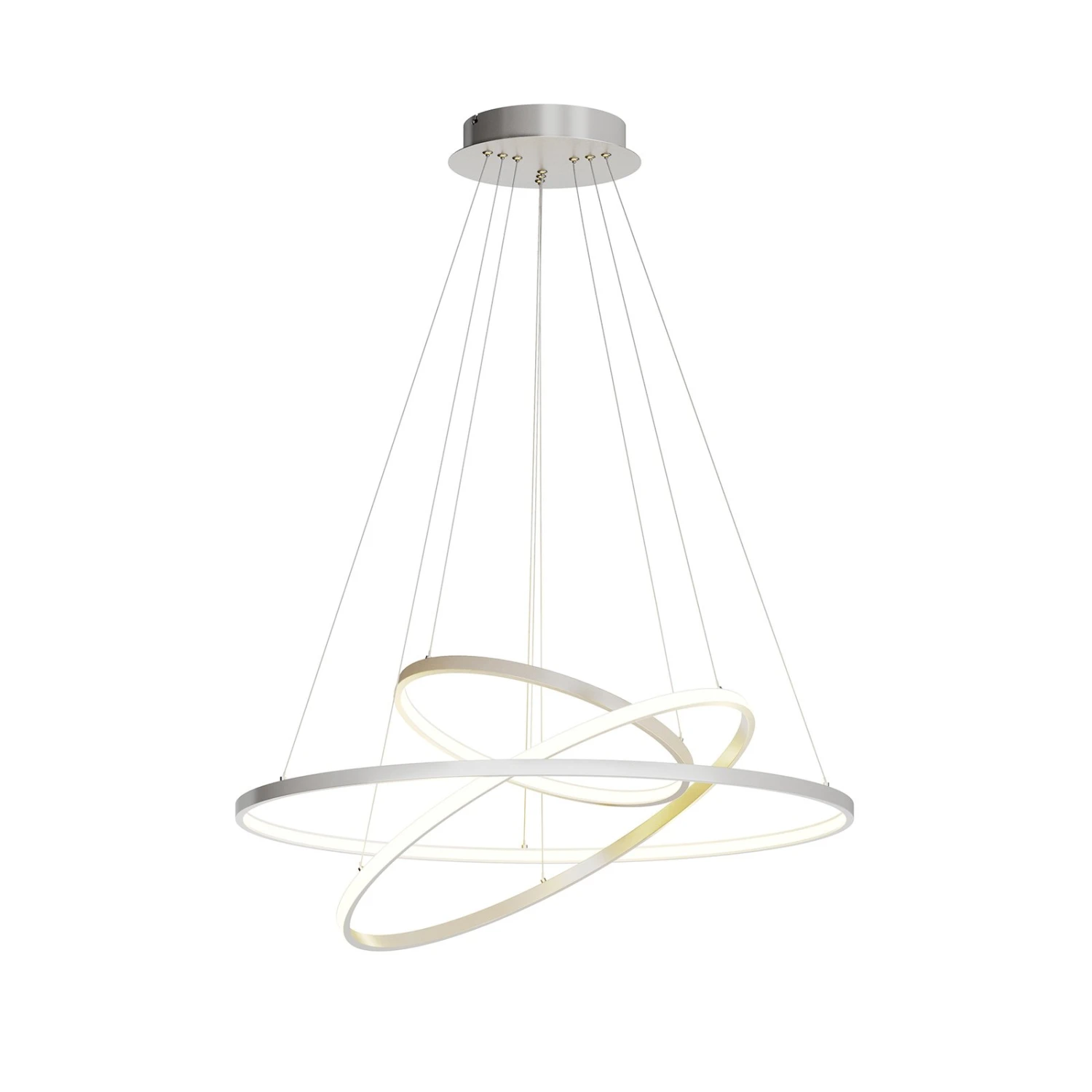 Lucande LED-Pendellampe Ezana Aus Drei Ringen, Nickel 6 Lucande LED-Pendellampe Ezana Aus Drei Ringen, Nickel – Bild 6