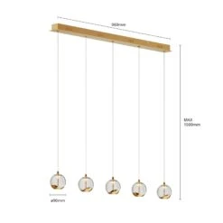 Lucande LED-Pendellampe Hayley, 5-fl., Länglich, Gold 15 Lucande LED-Pendellampe Hayley, 5-fl., Länglich, Gold -Lucande 9624458 6