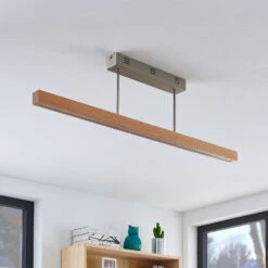 Lucande LED-Holz-Deckenleuchte Tamlin, Buchefarben, 100 Cm -Lucande 9624495 2