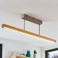 Lucande LED-Holz-Deckenleuchte Tamlin, Buchefarben, 100 Cm