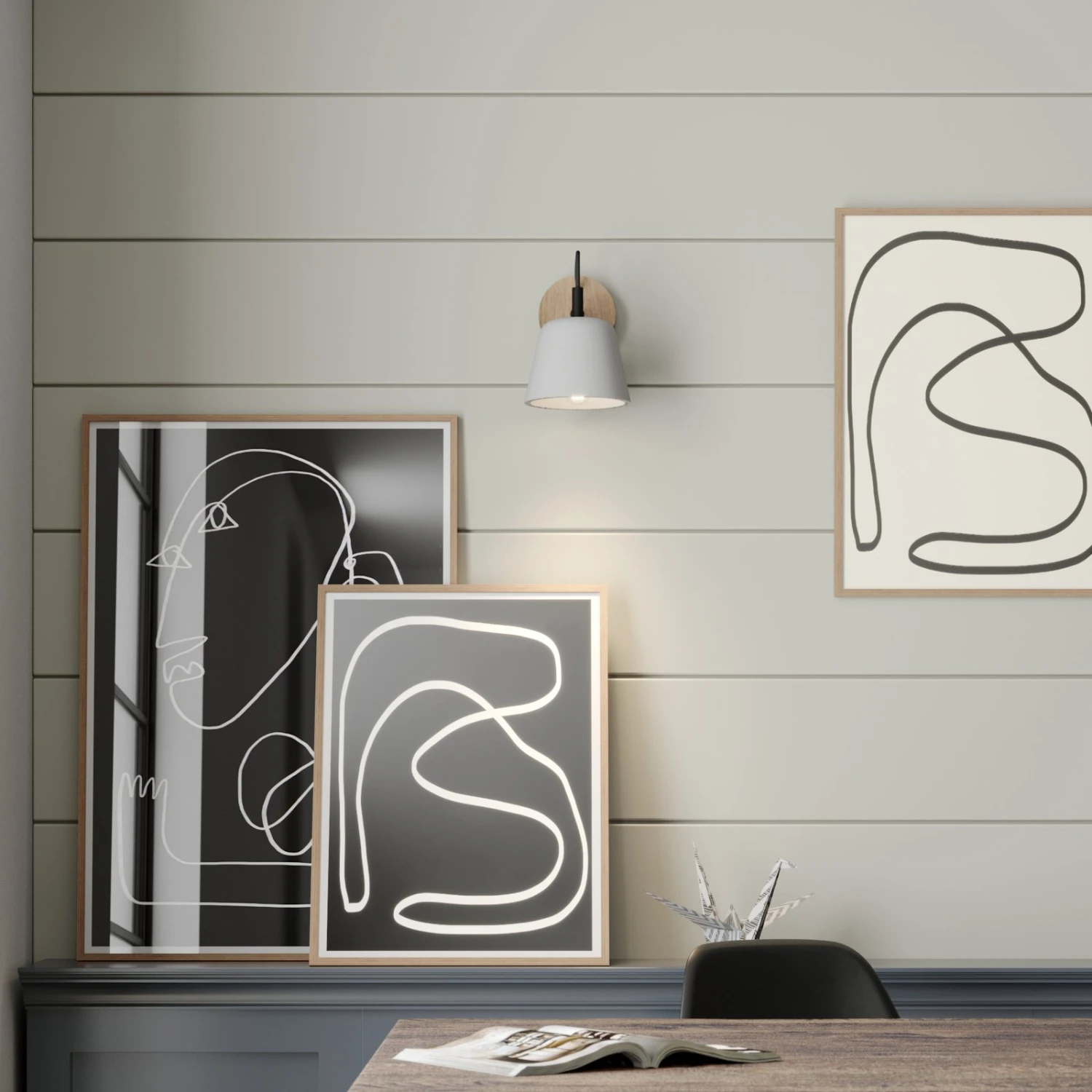 Lucande Kalinda Wandleuchte M. Betonschirm U. Holz 2 Lucande Kalinda Wandleuchte M. Betonschirm U. Holz – Bild 2