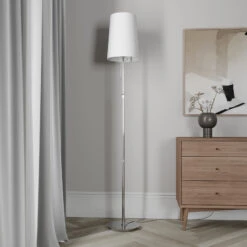 Lucande Pordis Stehlampe, 164 Cm, Chrom-weiß -Lucande 9624518 2
