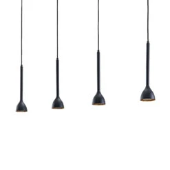 Lucande Hängeleuchte Nordwin, 4-flammig, Schwarz-gold -Lucande 9624529 2