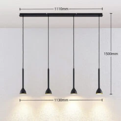 Lucande Hängeleuchte Nordwin, 4-flammig, Schwarz-gold -Lucande 9624529 3