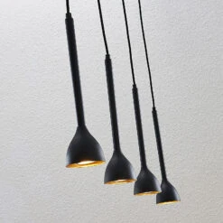Lucande Hängeleuchte Nordwin, 4-flammig, Schwarz-gold -Lucande 9624529 6
