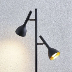 Lucande Stehleuchte Nordwin, 2-flammig, Schwarz-gold -Lucande 9624535 5