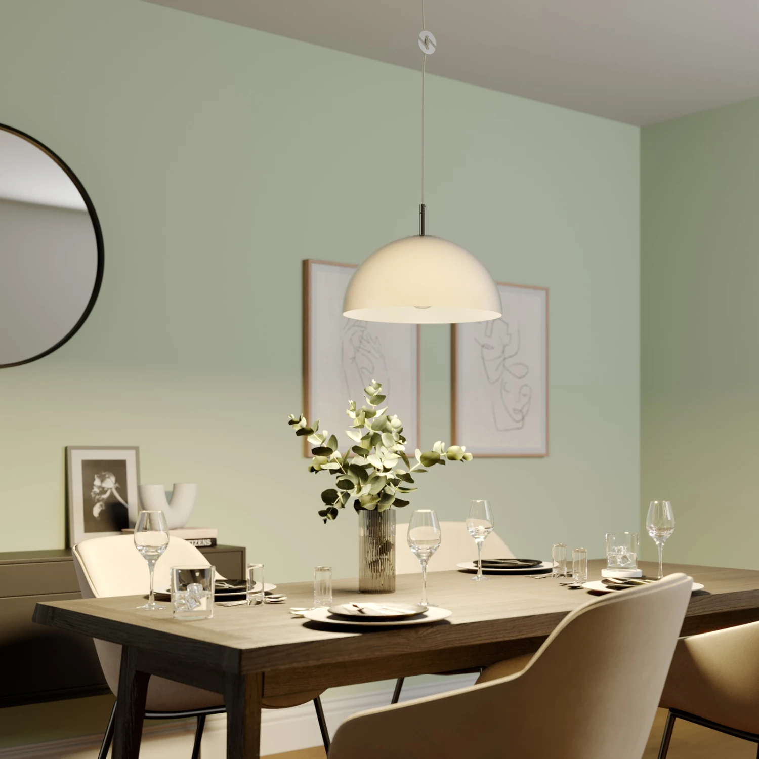 Lucande Lourenco Opalglas-Pendellampe, 35 Cm 2 Lucande Lourenco Opalglas-Pendellampe, 35 Cm – Bild 2