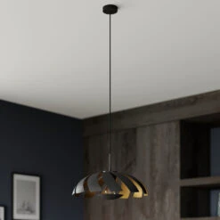 Lucande Archilleas Pendelleuchte, Schwarz-gold -Lucande 9624690 2