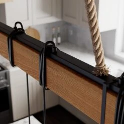 Lucande Hakona Holz-Hängeleuchte, 4 Betonschirme -Lucande 9624810 4