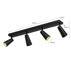 Lucande Angelina Deckenlampe Schwarz-gold, 4-fl. -Lucande 9624856 6