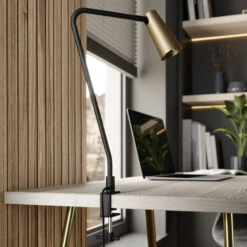 Lucande Angelina Klemmleuchte, Messing-gold -Lucande 9624859 2