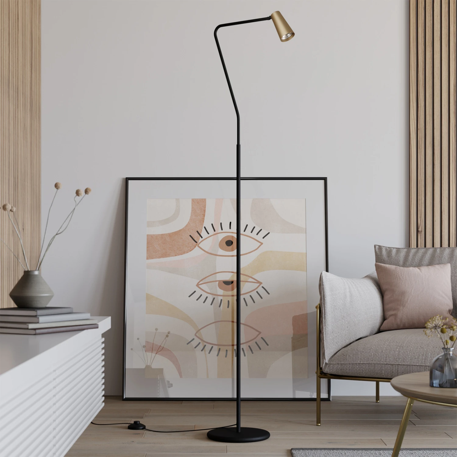 Lucande Angelina Stehleuchte, Messing-gold 2 Lucande Angelina Stehleuchte, Messing-gold – Bild 2