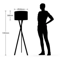 Lucande Auriane Tripod-Stehlampe, Stoff Schwarz -Lucande 9626160 3