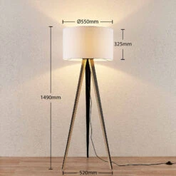 Lucande Bodhi Tripod-Stehleuchte, Zylinder, Weiß -Lucande 9626223 3