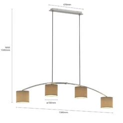 Lucande Juljana Pendellampe, 4-fl., Stoffschirme -Lucande 9626233 6
