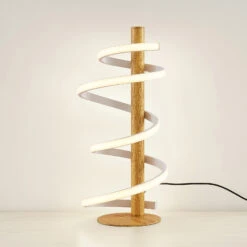 Lucande Milora LED-Tischleuchte, Eiche -Lucande 9626397 2