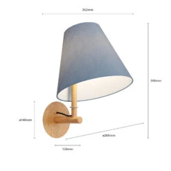 Lucande Jinda Wandleuchte, Holzgestell, Stoff Blau -Lucande 9627071 6