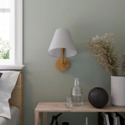 Lucande Jinda Wandleuchte, Holzgestell, Stoff Weiß -Lucande 9627073 2