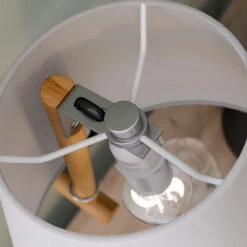 Lucande Jinda Wandleuchte, Holzgestell, Stoff Weiß -Lucande 9627073 8