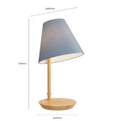 Lucande Jinda Tischlampe, Holzgestell, Stoff Blau -Lucande 9627075 6
