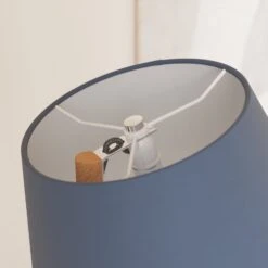 Lucande Jinda Stehlampe, Holzgestell, Stoff Blau -Lucande 9627079 4