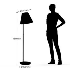 Lucande Jinda Stehlampe, Holzgestell, Samt Grau -Lucande 9627082 4