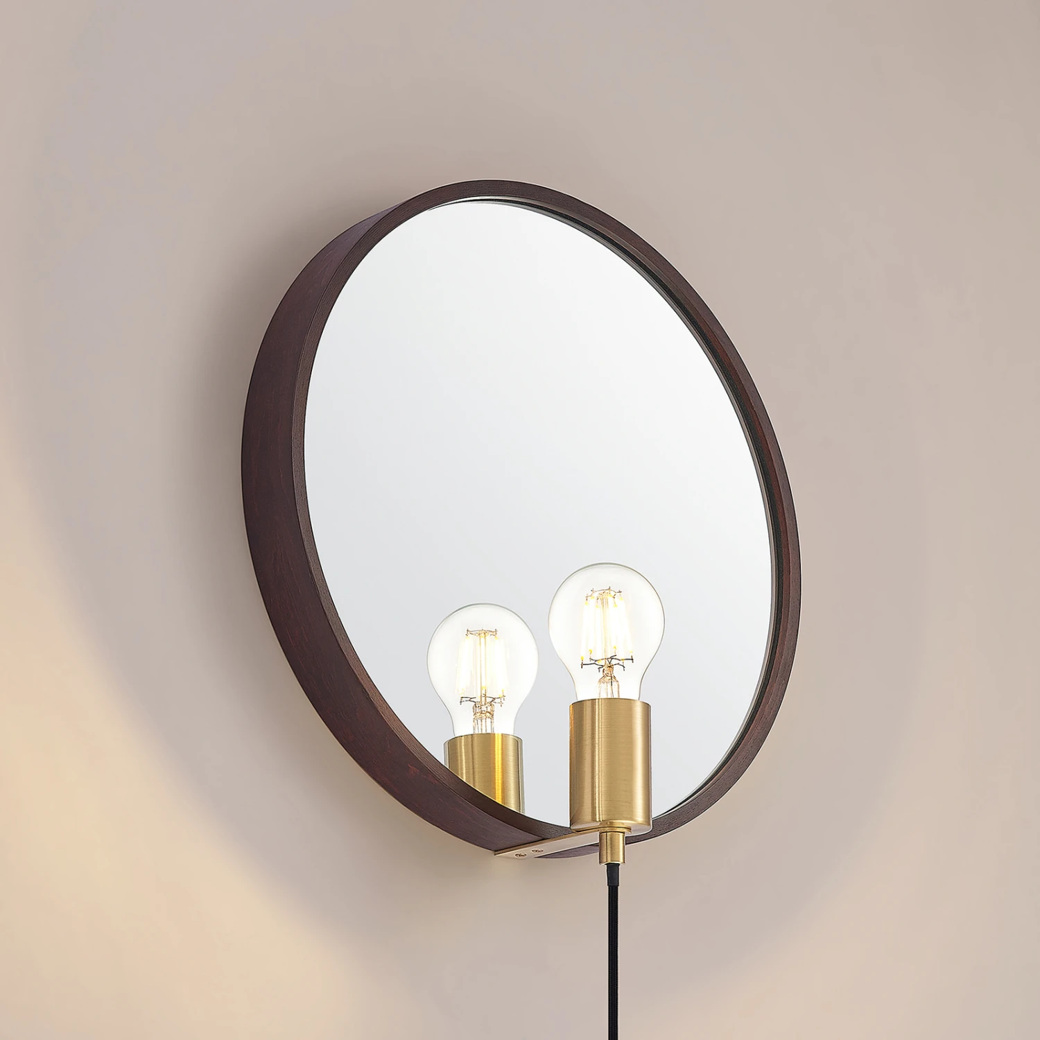 Lucande Lumani Wandleuchte Mit Spiegel, Braun 5 Lucande Lumani Wandleuchte Mit Spiegel, Braun – Bild 5