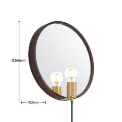 Lucande Lumani Wandleuchte Mit Spiegel, Braun 15 Lucande Lumani Wandleuchte Mit Spiegel, Braun -Lucande 9627238 6